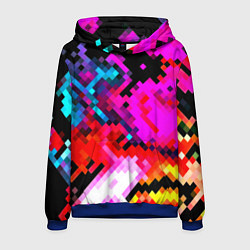 Толстовка-худи мужская Pixel neon mosaic, цвет: 3D-синий