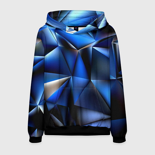 Мужская толстовка Polygon blue abstract / 3D-Черный – фото 1
