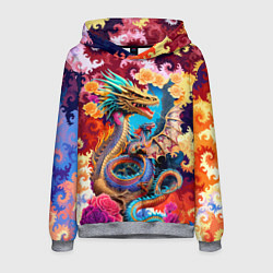 Толстовка-худи мужская Japan dragon - irezumi - tattoo - art, цвет: 3D-меланж