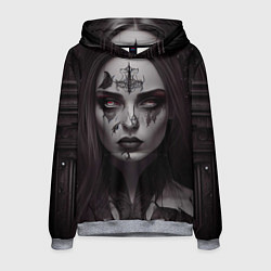 Толстовка-худи мужская Готическая девушка Джелвира, цвет: 3D-меланж