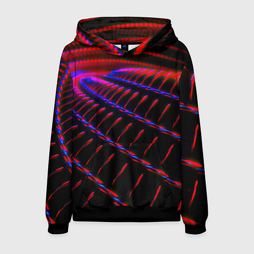 Мужская толстовка Geometry neon texture / 3D-Черный – фото 1