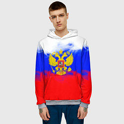 Толстовка-худи мужская Russia флаг герб, цвет: 3D-меланж — фото 2