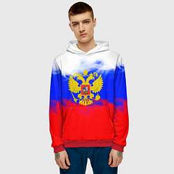Толстовка-худи мужская Russia флаг герб, цвет: 3D-красный — фото 2