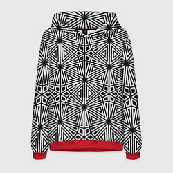 Толстовка-худи мужская Паттерн из чёрно-белого множества треугольников, цвет: 3D-красный