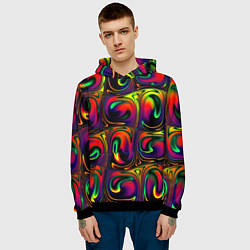 Толстовка-худи мужская Digital abstraction paint, цвет: 3D-черный — фото 2