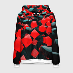 Толстовка-худи мужская Черно красные кубы, цвет: 3D-белый