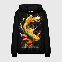 Толстовка-худи мужская Рыба пламенный дракон, цвет: 3D-черный