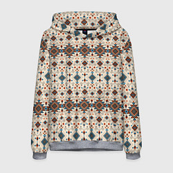 Толстовка-худи мужская Узорчатые квадраты, цвет: 3D-меланж