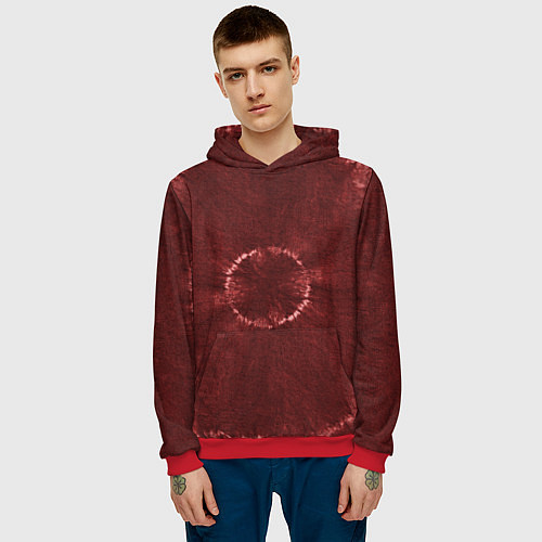 Мужская толстовка Красный круг тай-дай / 3D-Красный – фото 3