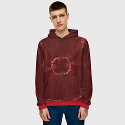 Толстовка-худи мужская Красный круг тай-дай, цвет: 3D-красный — фото 2