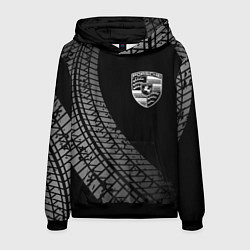 Толстовка-худи мужская Porsche tire tracks, цвет: 3D-черный