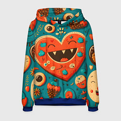 Толстовка-худи мужская Веселое сердце с зубами, цвет: 3D-синий