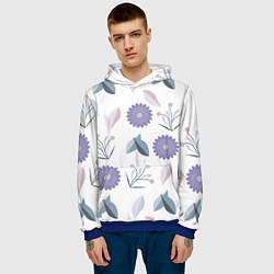 Толстовка-худи мужская Листья и цветок, цвет: 3D-синий — фото 2