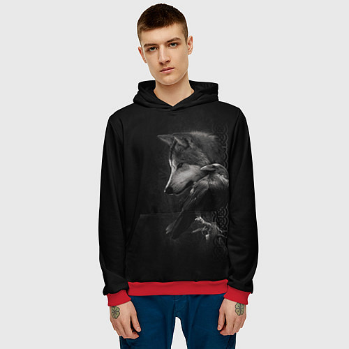 Мужская толстовка Волк и ворон / 3D-Красный – фото 3