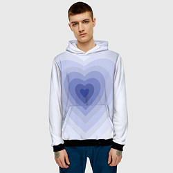 Толстовка-худи мужская Голубое сердце градиент, цвет: 3D-черный — фото 2