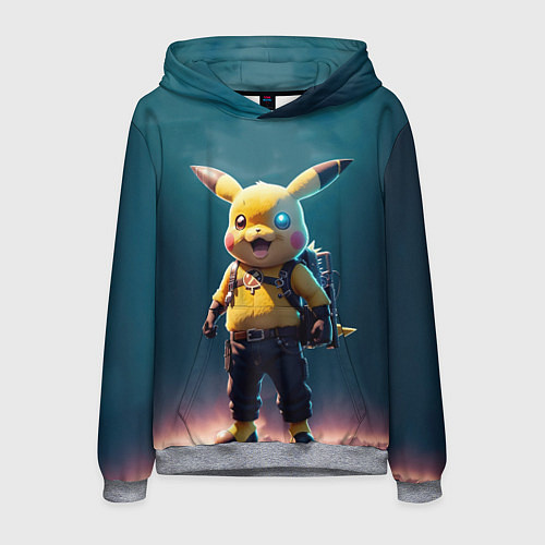 Мужская толстовка Пикачу в стиле стимпанка нейросети / 3D-Меланж – фото 1