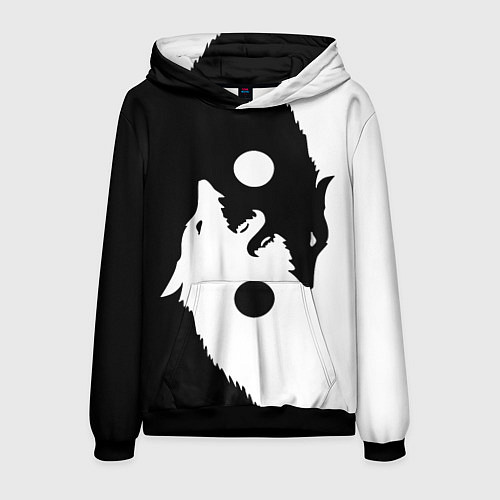Мужская толстовка Инь-Ян волки / 3D-Черный – фото 1