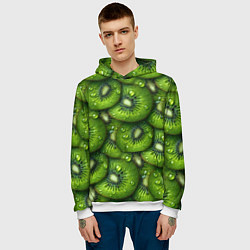 Толстовка-худи мужская Сочная текстура из киви, цвет: 3D-белый — фото 2