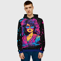 Толстовка-худи мужская Lady - retrowave style, цвет: 3D-синий — фото 2