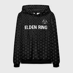 Толстовка-худи мужская Elden Ring glitch на темном фоне: символ сверху, цвет: 3D-черный