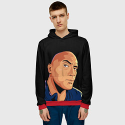 Толстовка-худи мужская Дуэйн Джонсон бровь, цвет: 3D-красный — фото 2