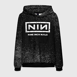 Толстовка-худи мужская Nine Inch Nails с потертостями на темном фоне, цвет: 3D-черный