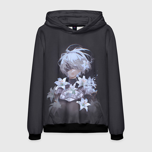 Мужская толстовка 2В с цветами / 3D-Черный – фото 1