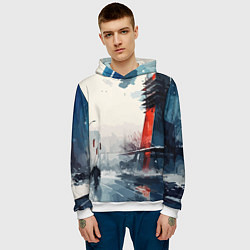 Толстовка-худи мужская Наш город - коллекция Бело-сине-красный - Хуф и Ся, цвет: 3D-белый — фото 2