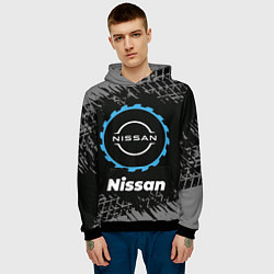 Толстовка-худи мужская Nissan в стиле Top Gear со следами шин на фоне, цвет: 3D-черный — фото 2