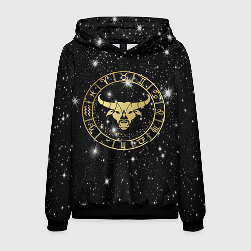 Мужская толстовка Телец золотой на звездном небе / 3D-Черный – фото 1