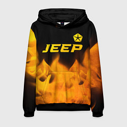 Толстовка-худи мужская Jeep - gold gradient: символ сверху, цвет: 3D-черный