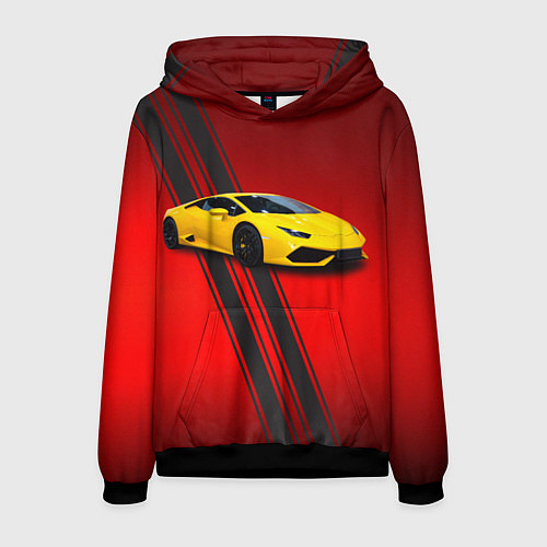 Мужская толстовка Итальянский гиперкар Lamborghini Aventador / 3D-Черный – фото 1