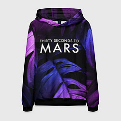 Толстовка-худи мужская Thirty Seconds to Mars neon monstera, цвет: 3D-черный