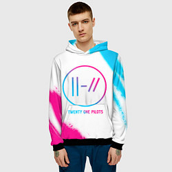 Толстовка-худи мужская Twenty One Pilots neon gradient style, цвет: 3D-черный — фото 2