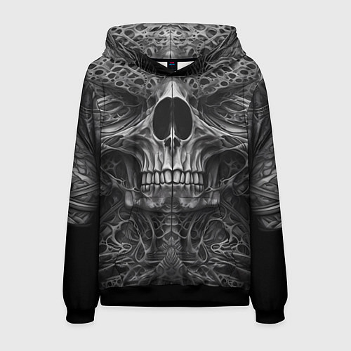 Мужская толстовка Череп в стиле Гигера / 3D-Черный – фото 1