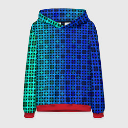 Толстовка-худи мужская Сине-зеленый геометрический узор, цвет: 3D-красный
