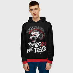 Толстовка-худи мужская Punks not dead - анархия, цвет: 3D-красный — фото 2