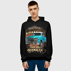 Толстовка-худи мужская Пикап Chevrolet Apache 3100 1959 года, цвет: 3D-черный — фото 2
