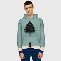 Толстовка-худи мужская Путь воина домой, цвет: 3D-синий — фото 2