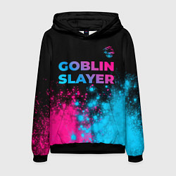 Толстовка-худи мужская Goblin Slayer - neon gradient: символ сверху, цвет: 3D-черный