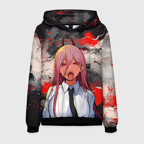 Мужская толстовка Демон Пауэр - Человек бензопила / 3D-Черный – фото 1