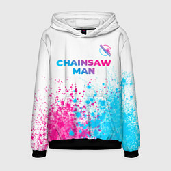 Толстовка-худи мужская Chainsaw Man neon gradient style: символ сверху, цвет: 3D-черный