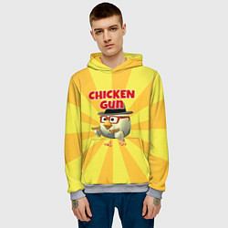 Толстовка-худи мужская Chicken Gun с пистолетами, цвет: 3D-меланж — фото 2