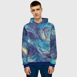 Толстовка-худи мужская Путеводная звезда в космосе, цвет: 3D-синий — фото 2