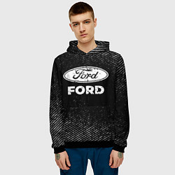 Толстовка-худи мужская Ford с потертостями на темном фоне, цвет: 3D-черный — фото 2
