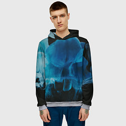 Толстовка-худи мужская Абстрактный синий дым, цвет: 3D-меланж — фото 2