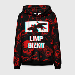 Толстовка-худи мужская Limp Bizkit rock glitch, цвет: 3D-черный