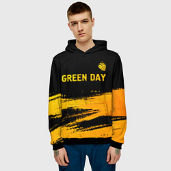 Толстовка-худи мужская Green Day - gold gradient: символ сверху, цвет: 3D-черный — фото 2