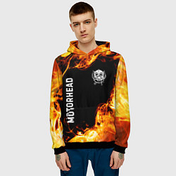 Толстовка-худи мужская Motorhead и пылающий огонь, цвет: 3D-черный — фото 2