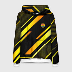 Толстовка-худи мужская ФК Барселона эмблема, цвет: 3D-белый